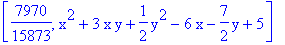 [7970/15873, x^2+3*x*y+1/2*y^2-6*x-7/2*y+5]